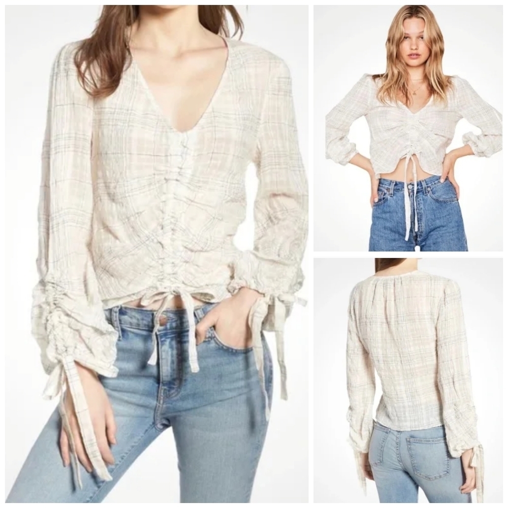 THE East Order linen ruched blouse XS